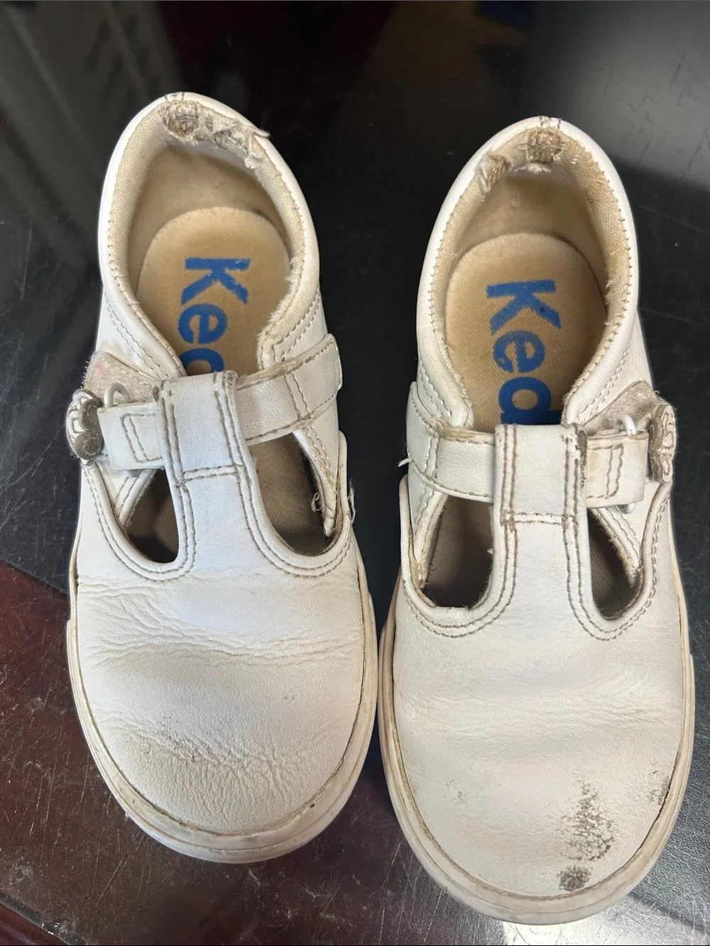 Keds White Kids Leather Sandals and Closed-Toe Shoes size 10 & 10.5 girls